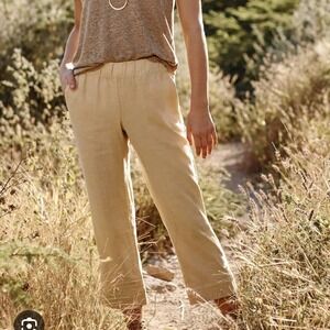 Pure Jill Linen Women's‎ L Trapunto-stitched Pants Parchment